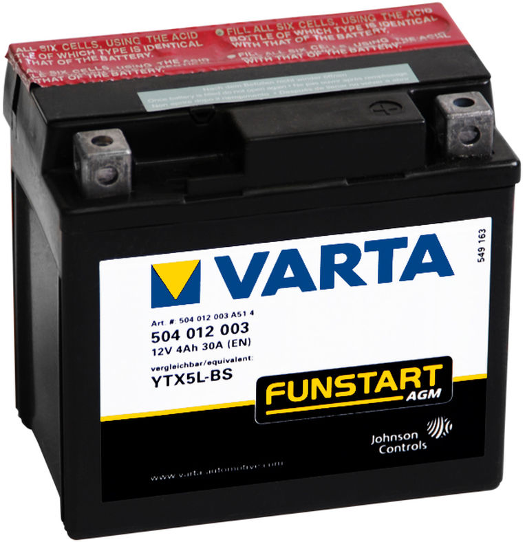 Varta Batterie Moto VARTA YTX5L-BS 12V 4AH 80A pas cher 