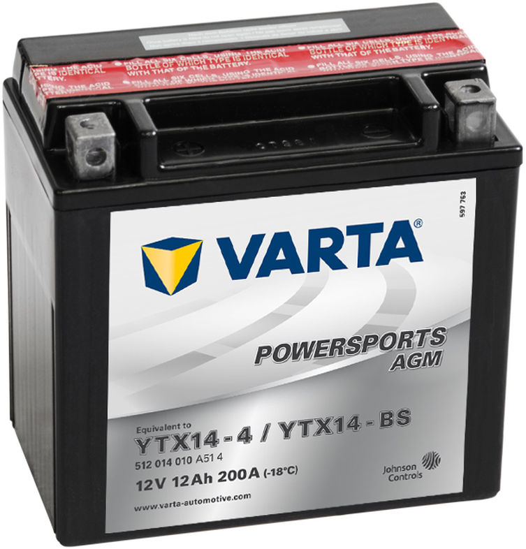 Accurat Sport AGM YTX14-BS Batteries moto 14Ah 12V (DIN 51214) CTX14-B