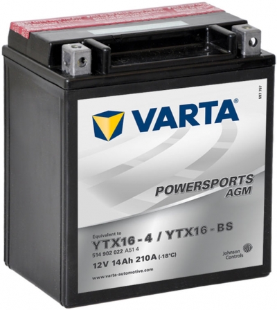 VARTA YTX16-BS AGM Motor Accu / TX16-4 / TX16-BS